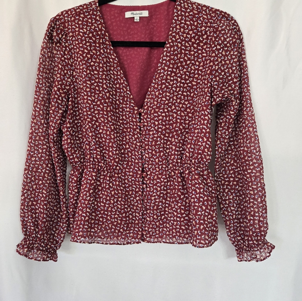Madewell V Neck Button Pull Over  Blouse Size S